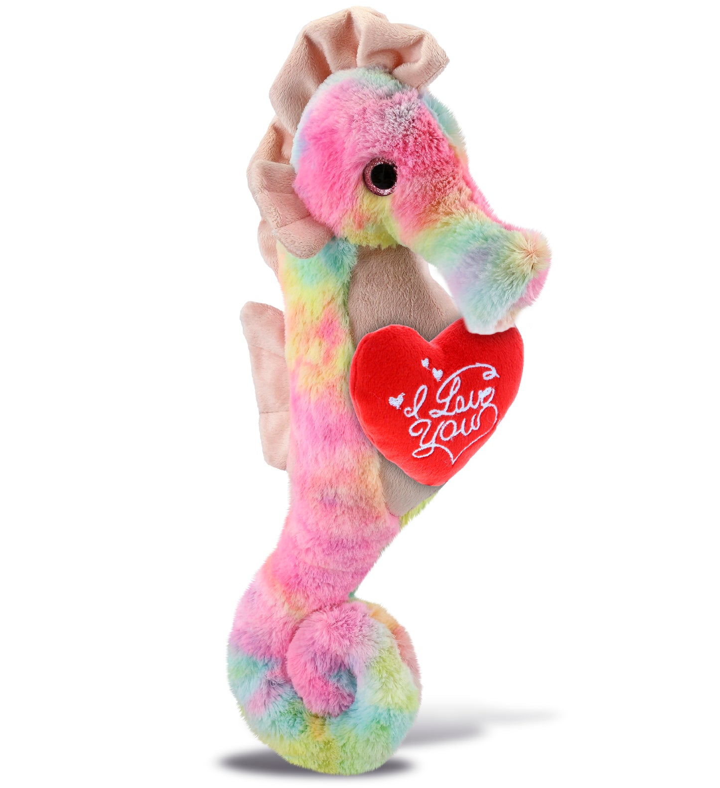 PLUSH I LOVE YOU RED HEART - SUPER-SOFT PLUSH - RAINBOW SEAHORSE 15"