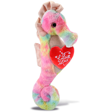 PLUSH I LOVE YOU RED HEART - SUPER-SOFT PLUSH - RAINBOW SEAHORSE 15"