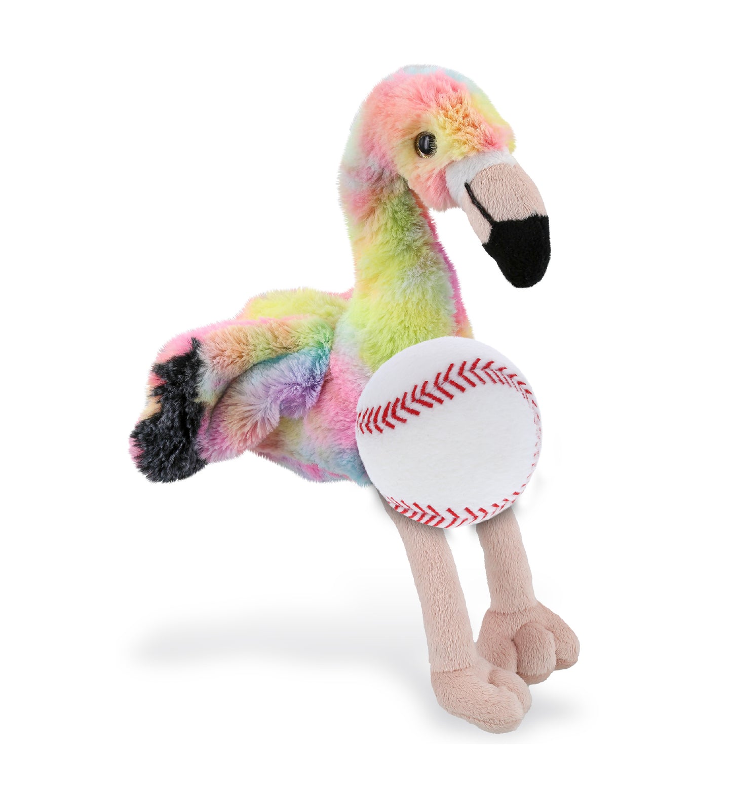 PLUSH BASEBALL - SUPER-SOFT PLUSH - RAINBOW FLAMINGO 8"