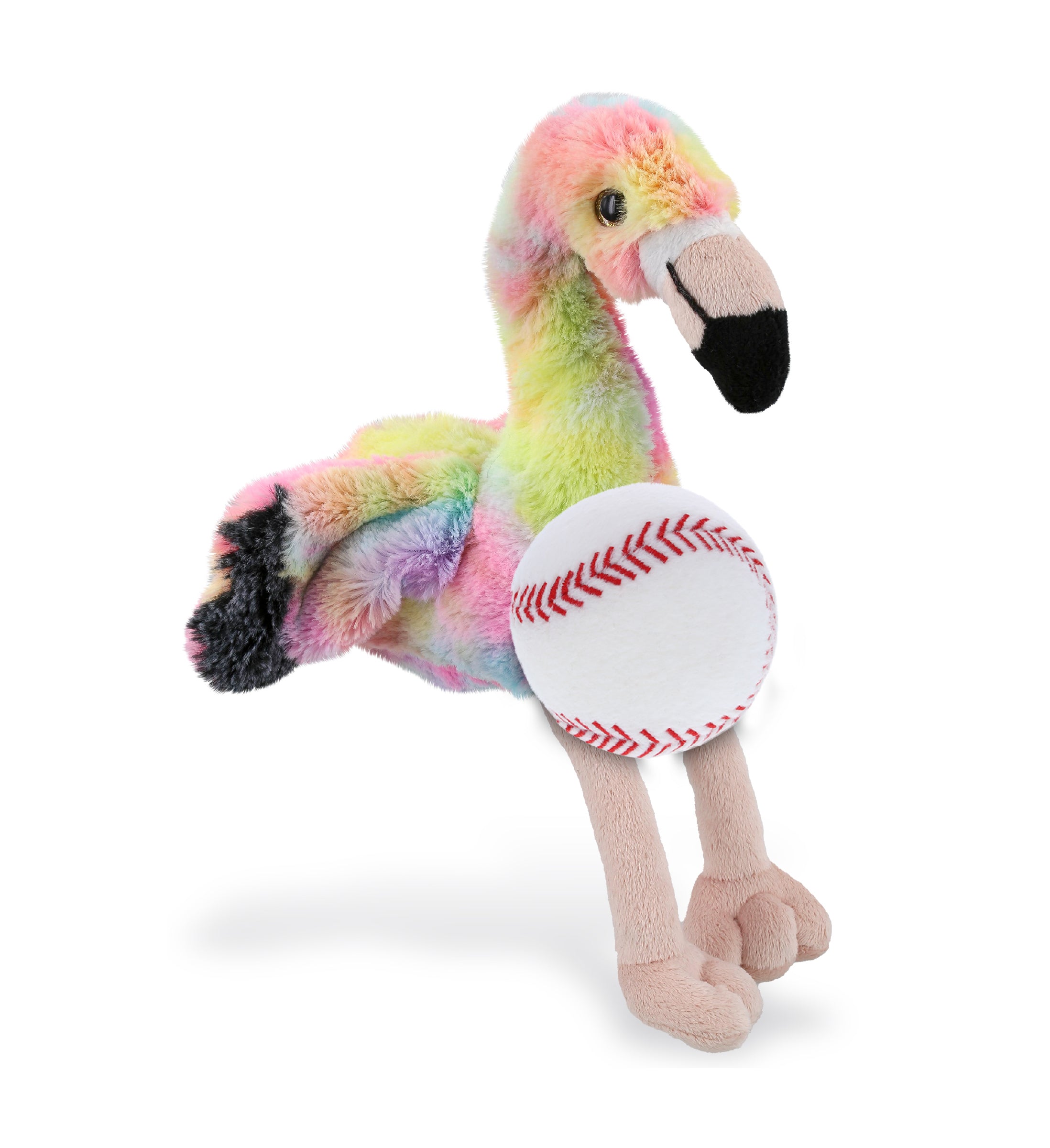 PLUSH BASEBALL - SUPER-SOFT PLUSH - RAINBOW FLAMINGO 8"