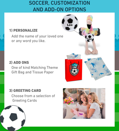 SUPER-SOFT PLUSH - RAINBOW FLAMINGO 8" WITH SOCCER PLUSH