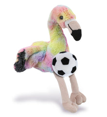 SUPER-SOFT PLUSH - RAINBOW FLAMINGO 8" WITH SOCCER PLUSH