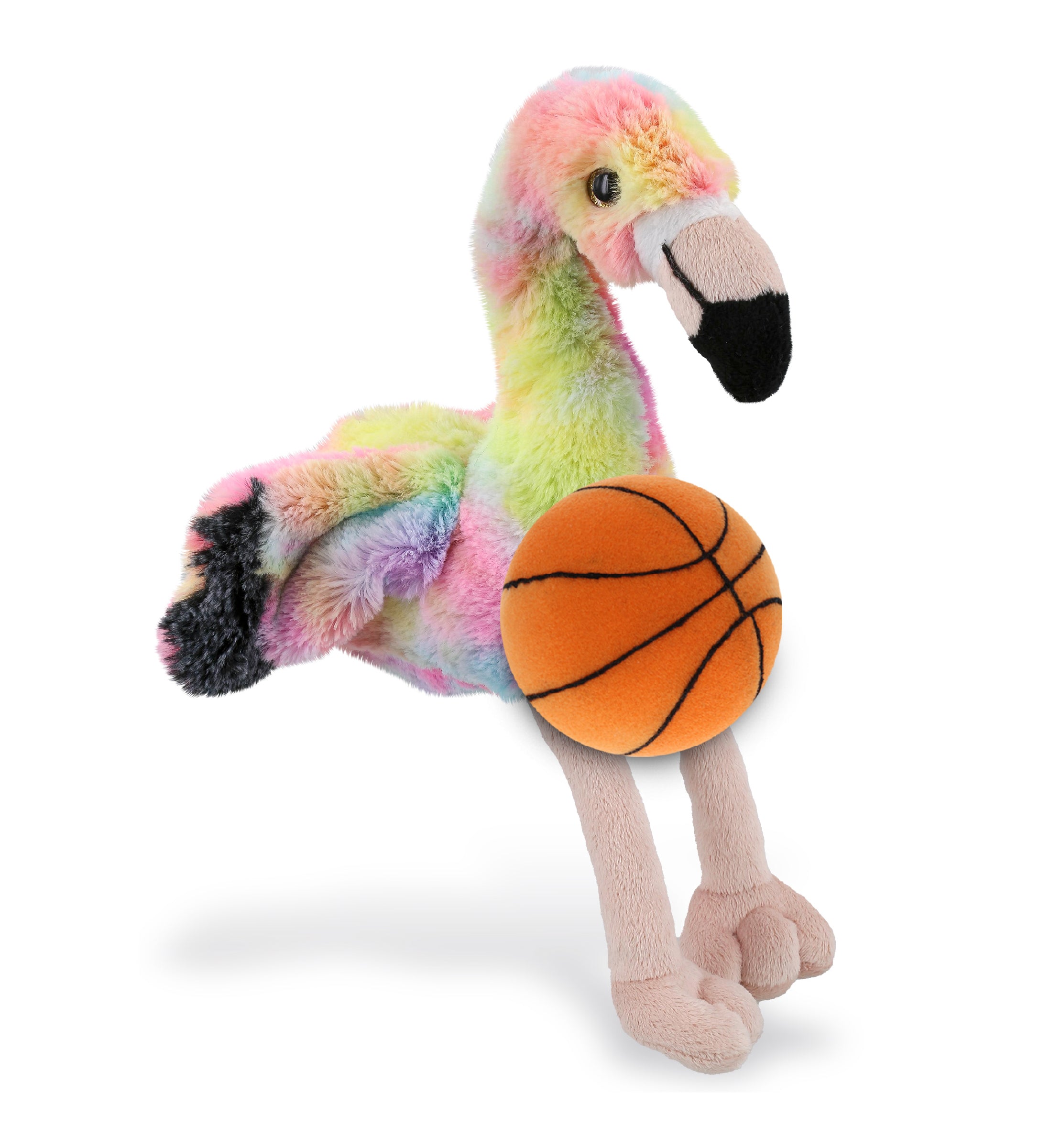 PLUSH BASKETBALL - SUPER-SOFT PLUSH - RAINBOW FLAMINGO 8"