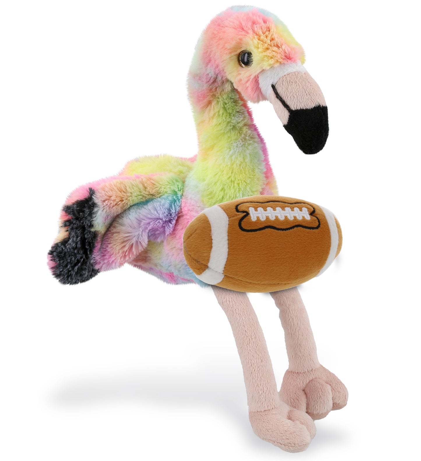 SUPER-SOFT PLUSH - RAINBOW FLAMINGO 8" WITH FOOTBALL PLUSH