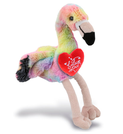 PLUSH I LOVE YOU RED HEART - SUPER-SOFT PLUSH - RAINBOW FLAMINGO 8"