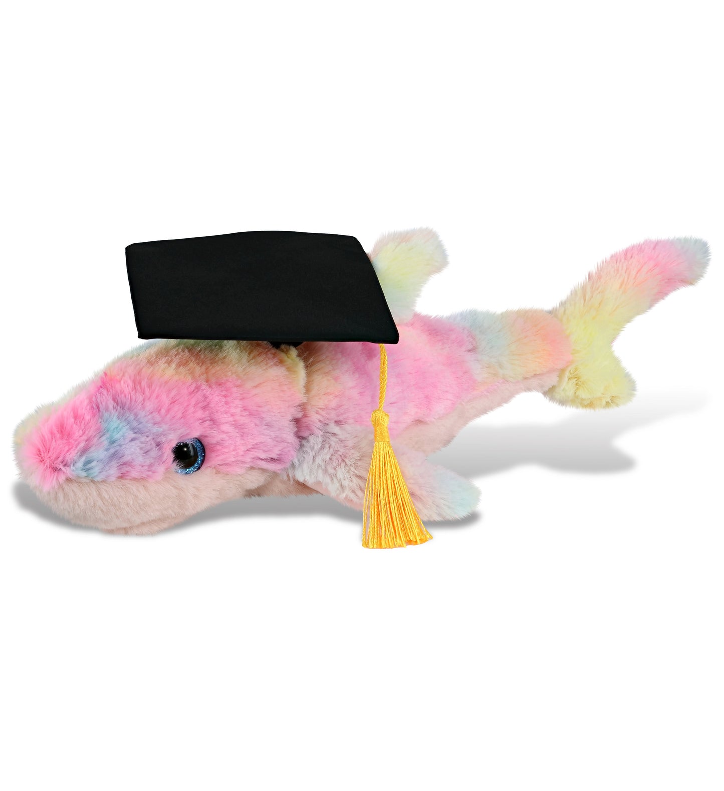 PLUSH GRADUATION - SUPER-SOFT PLUSH - RAINBOW SHARK SMALL 14"