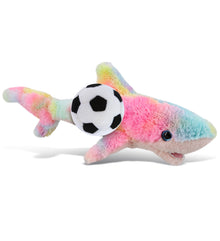 SUPER-SOFT PLUSH - RAINBOW SHARK SMALL 14" WITH SOCCER PLUSH