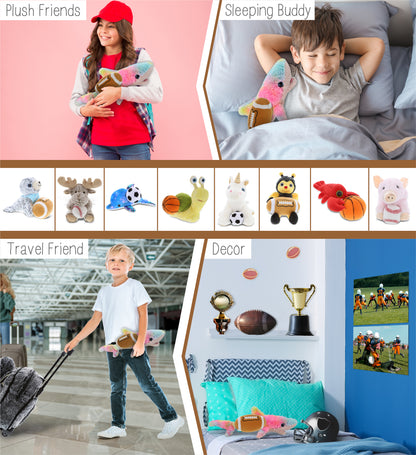 SUPER-SOFT PLUSH - RAINBOW SHARK SMALL 14" WITH FOOTBALL PLUSH