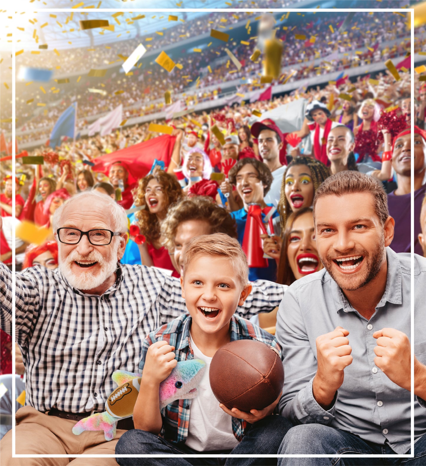 SUPER-SOFT PLUSH - RAINBOW SHARK SMALL 14" WITH FOOTBALL PLUSH