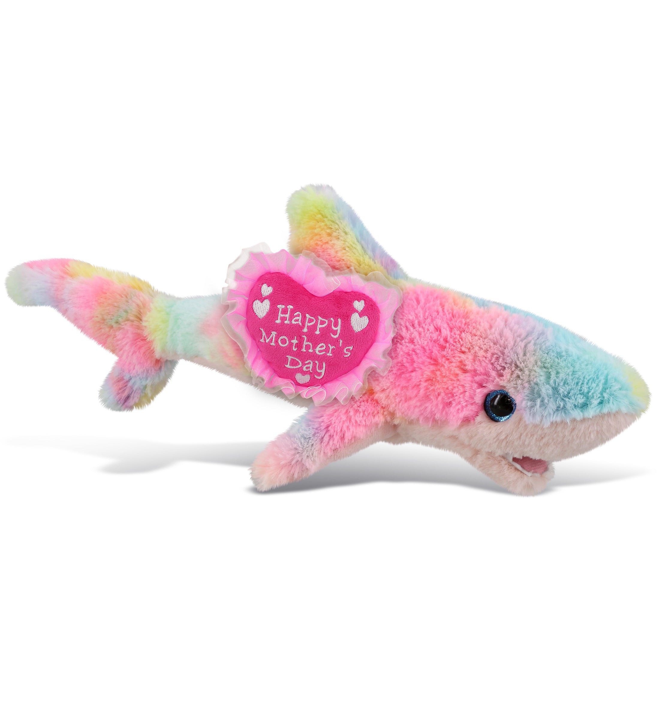PLUSH MOTHERS DAY HEART - SUPER-SOFT PLUSH - RAINBOW SHARK SMALL 14"