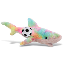 SUPER-SOFT PLUSH - RAINBOW SHARK LARGE 23" WITH SOCCER PLUSH
