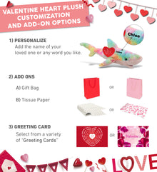 DolliBu I Love You Valentine Plush Large Rainbow Shark with Red Heart - 23 Inch