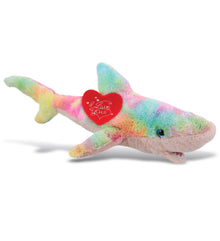 DolliBu I Love You Valentine Plush Large Rainbow Shark with Red Heart - 23 Inch