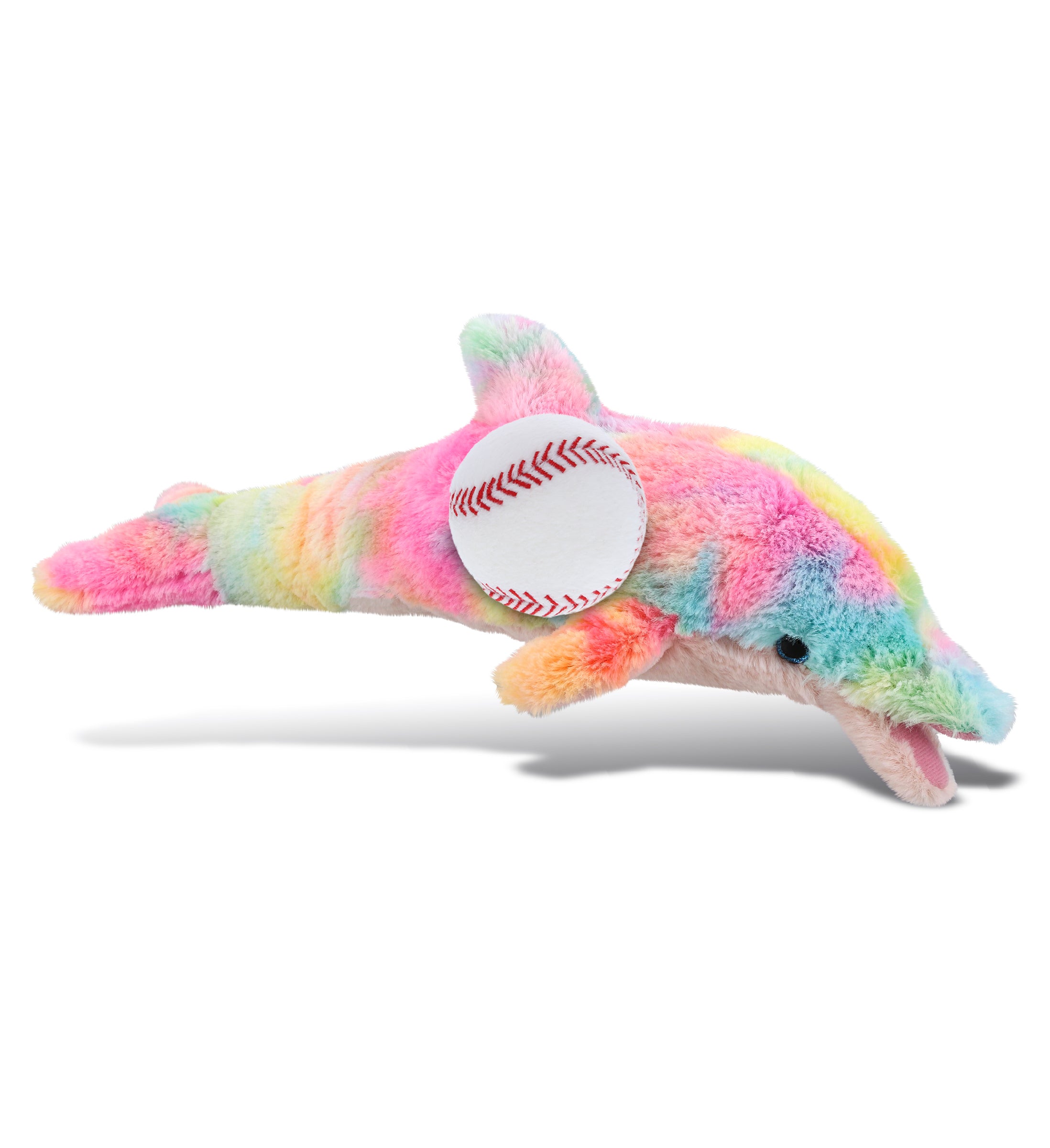 PLUSH BASEBALL - SUPER-SOFT PLUSH - RAINBOW DOLPHIN SMALL 14"