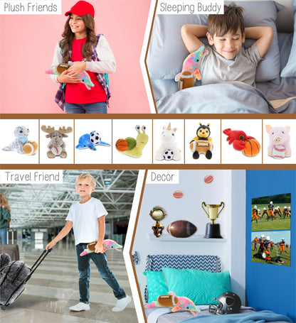 SUPER-SOFT PLUSH - RAINBOW DOLPHIN SMALL 14" WITH FOOTBALL PLUSH