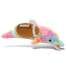 SUPER-SOFT PLUSH - RAINBOW DOLPHIN SMALL 14" WITH FOOTBALL PLUSH