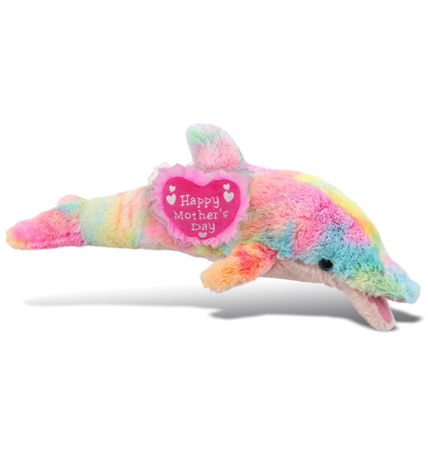 PLUSH MOTHERS DAY HEART - SUPER-SOFT PLUSH - RAINBOW DOLPHIN SMALL 14"
