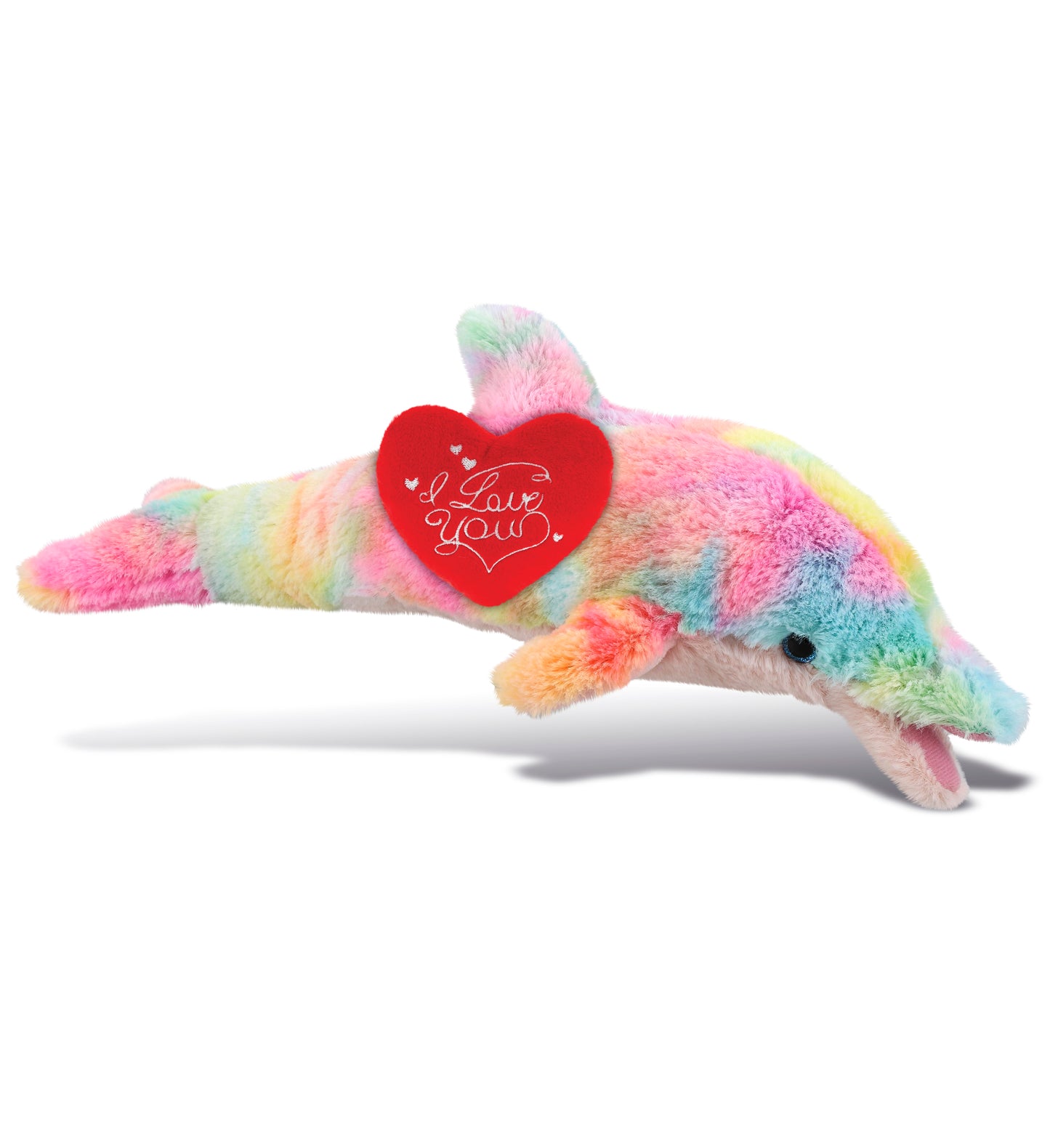 PLUSH I LOVE YOU RED HEART - SUPER-SOFT PLUSH - RAINBOW DOLPHIN SMALL 14"
