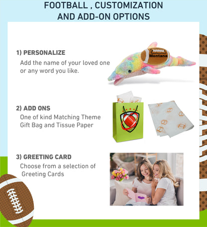 SUPER-SOFT PLUSH - RAINBOW DOLPHIN LARGE 18" WITH FOOTBALL PLUSH