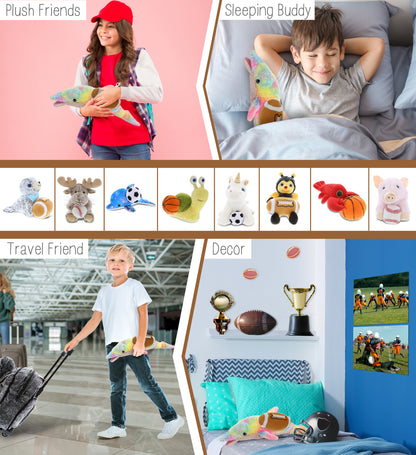 SUPER-SOFT PLUSH - RAINBOW DOLPHIN LARGE 18" WITH FOOTBALL PLUSH