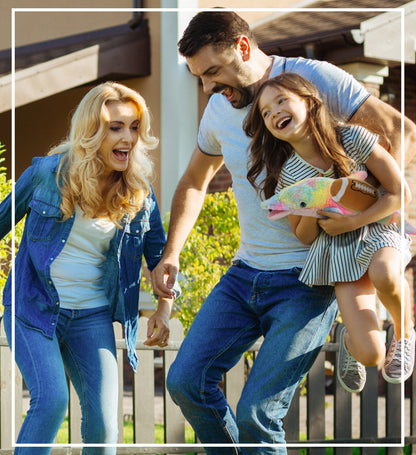 SUPER-SOFT PLUSH - RAINBOW DOLPHIN LARGE 18" WITH FOOTBALL PLUSH