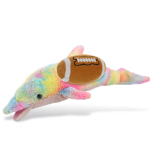 SUPER-SOFT PLUSH - RAINBOW DOLPHIN LARGE 18" WITH FOOTBALL PLUSH
