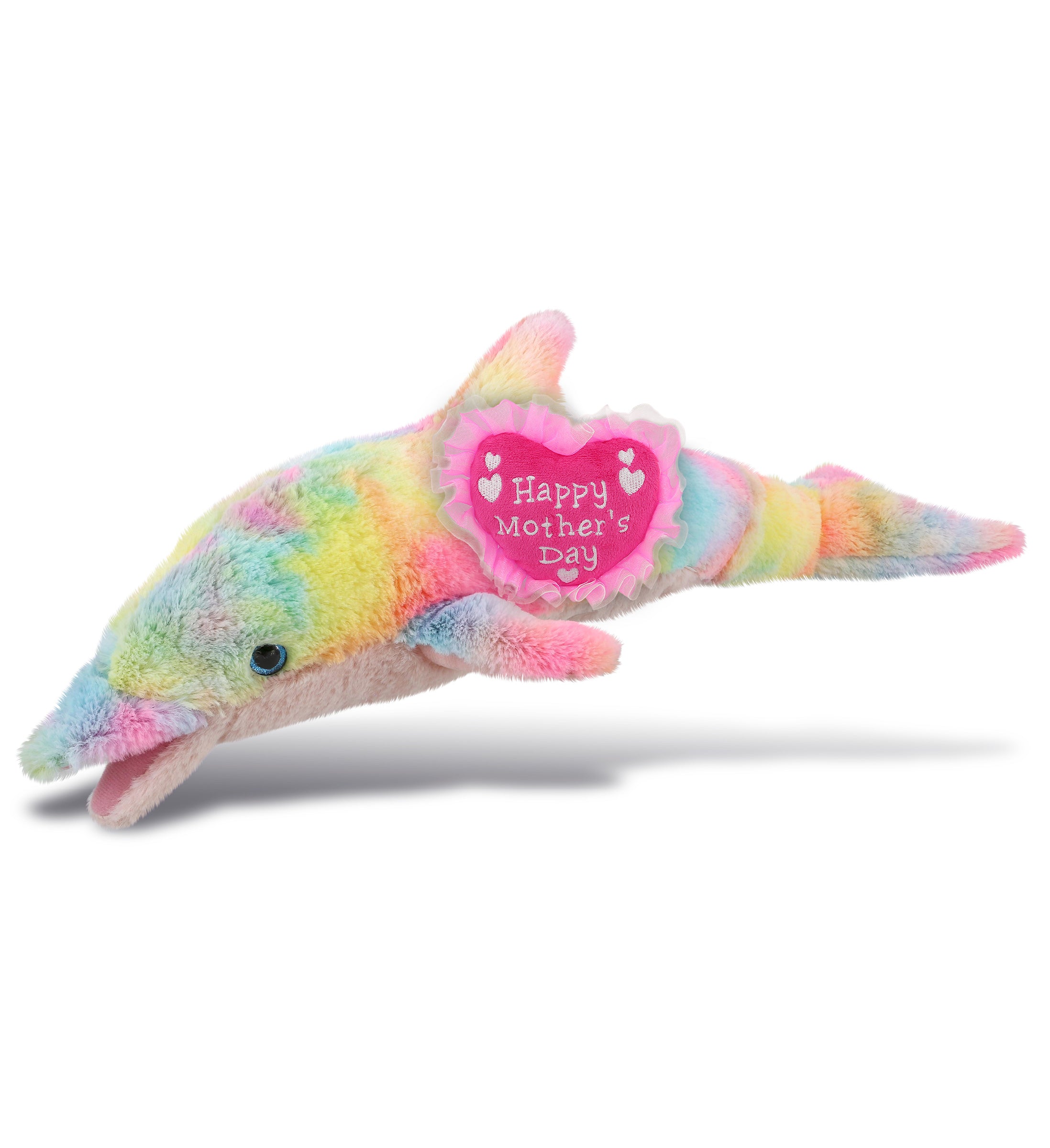 PLUSH MOTHERS DAY HEART - SUPER-SOFT PLUSH - RAINBOW DOLPHIN LARGE 18"