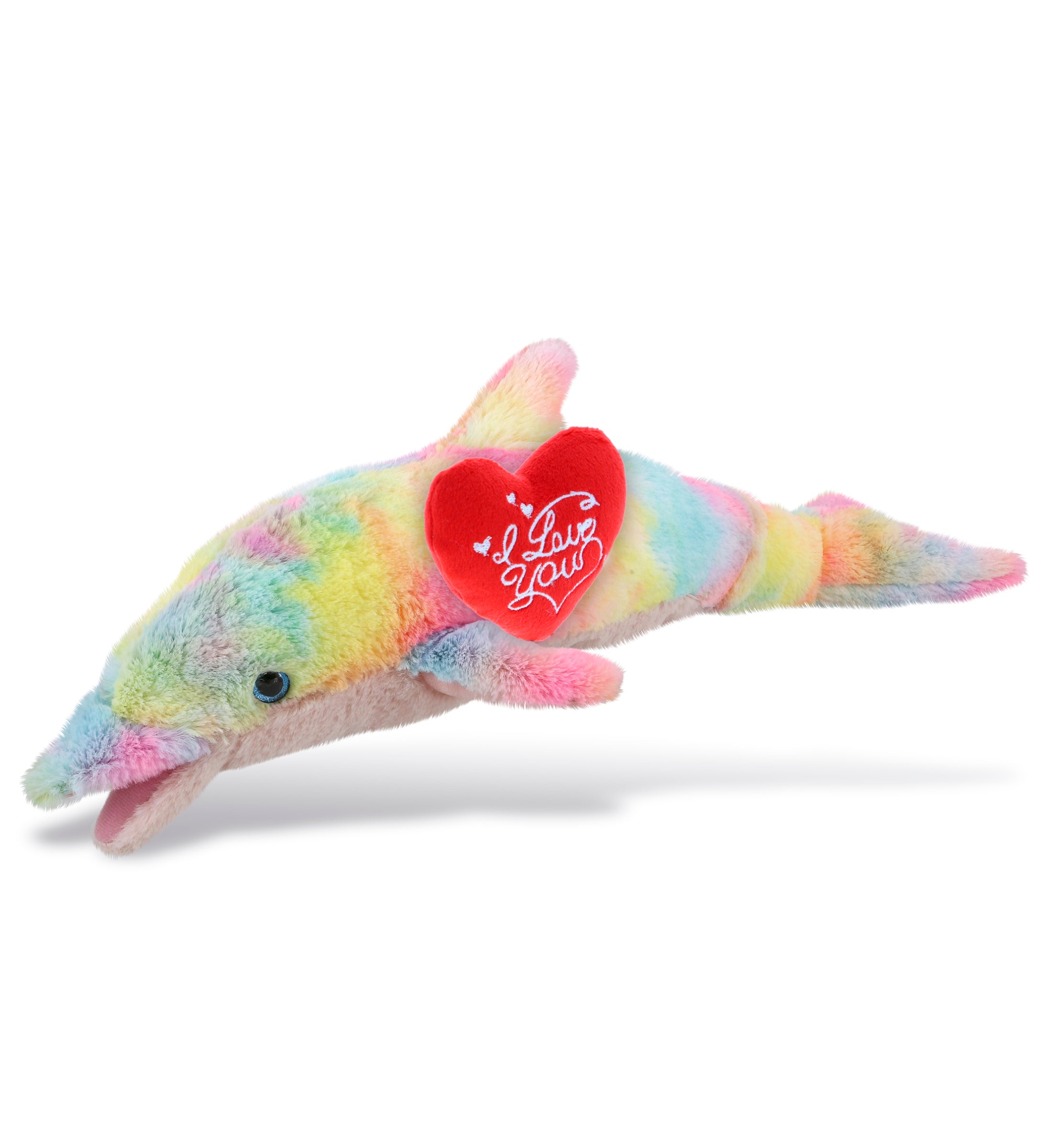 PLUSH I LOVE YOU RED HEART - SUPER-SOFT PLUSH - RAINBOW DOLPHIN LARGE 18"