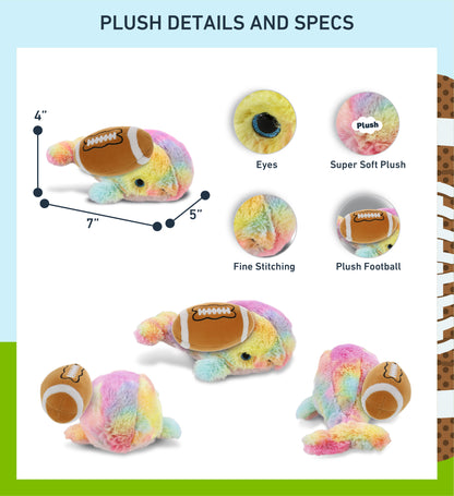 SUPER-SOFT PLUSH - RAINBOW WHALE SMALL 7" WITH FOOTBALL PLUSH