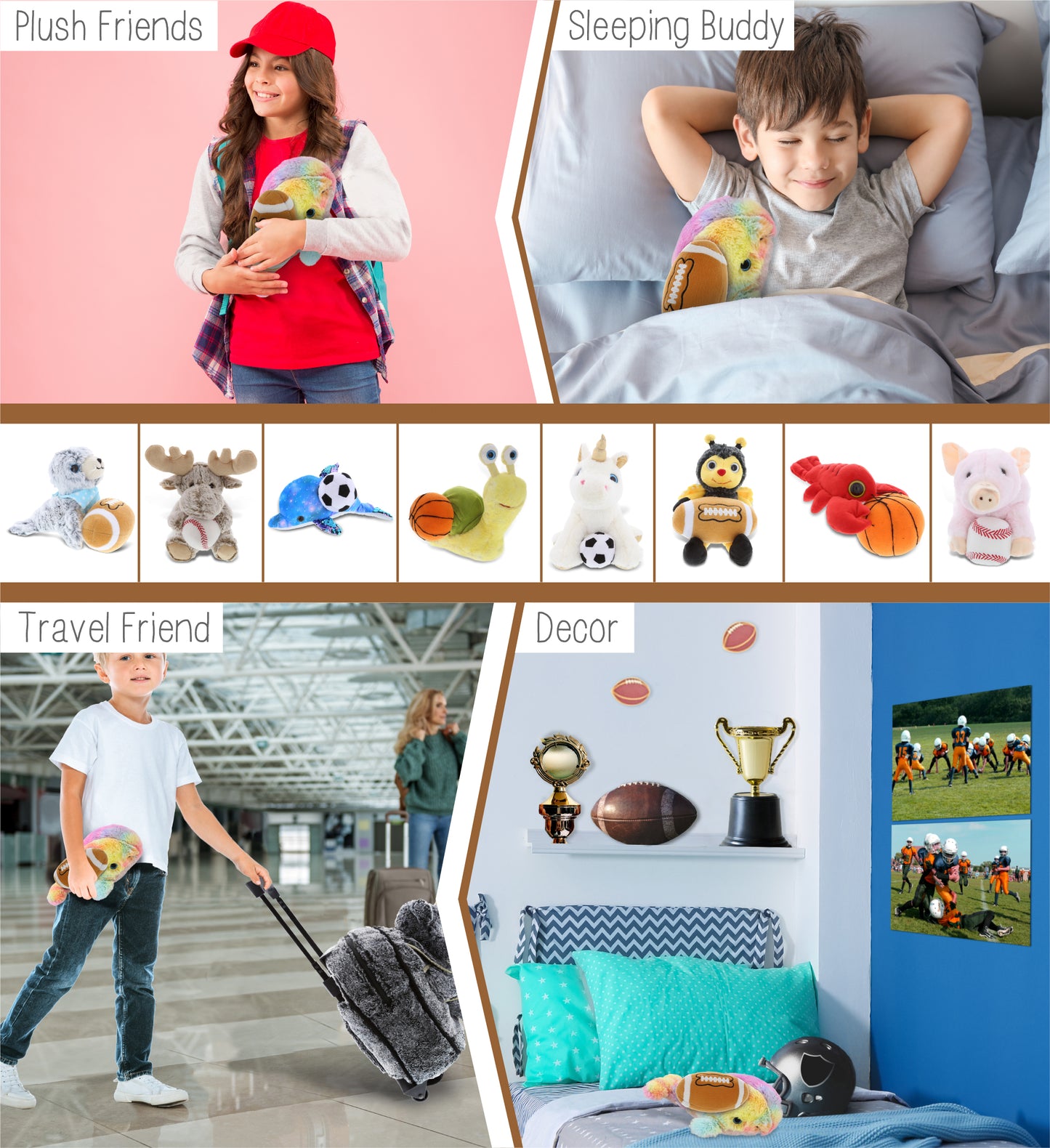 SUPER-SOFT PLUSH - RAINBOW WHALE SMALL 7" WITH FOOTBALL PLUSH