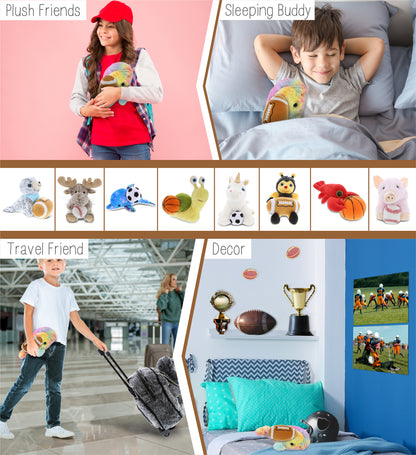 SUPER-SOFT PLUSH - RAINBOW WHALE SMALL 7" WITH FOOTBALL PLUSH