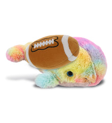 SUPER-SOFT PLUSH - RAINBOW WHALE SMALL 7" WITH FOOTBALL PLUSH