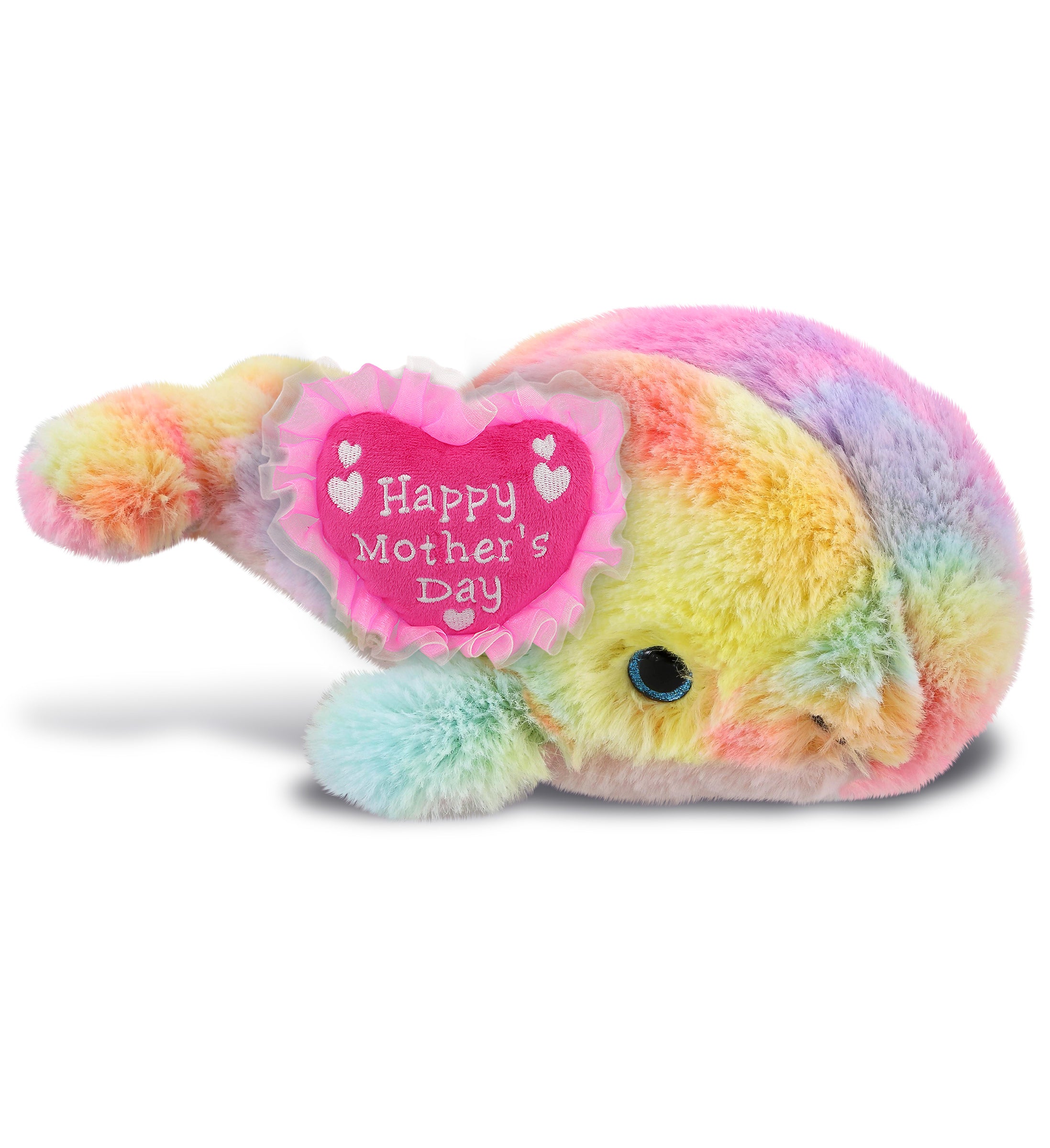 PLUSH MOTHERS DAY HEART - SUPER-SOFT PLUSH - RAINBOW WHALE SMALL 7"