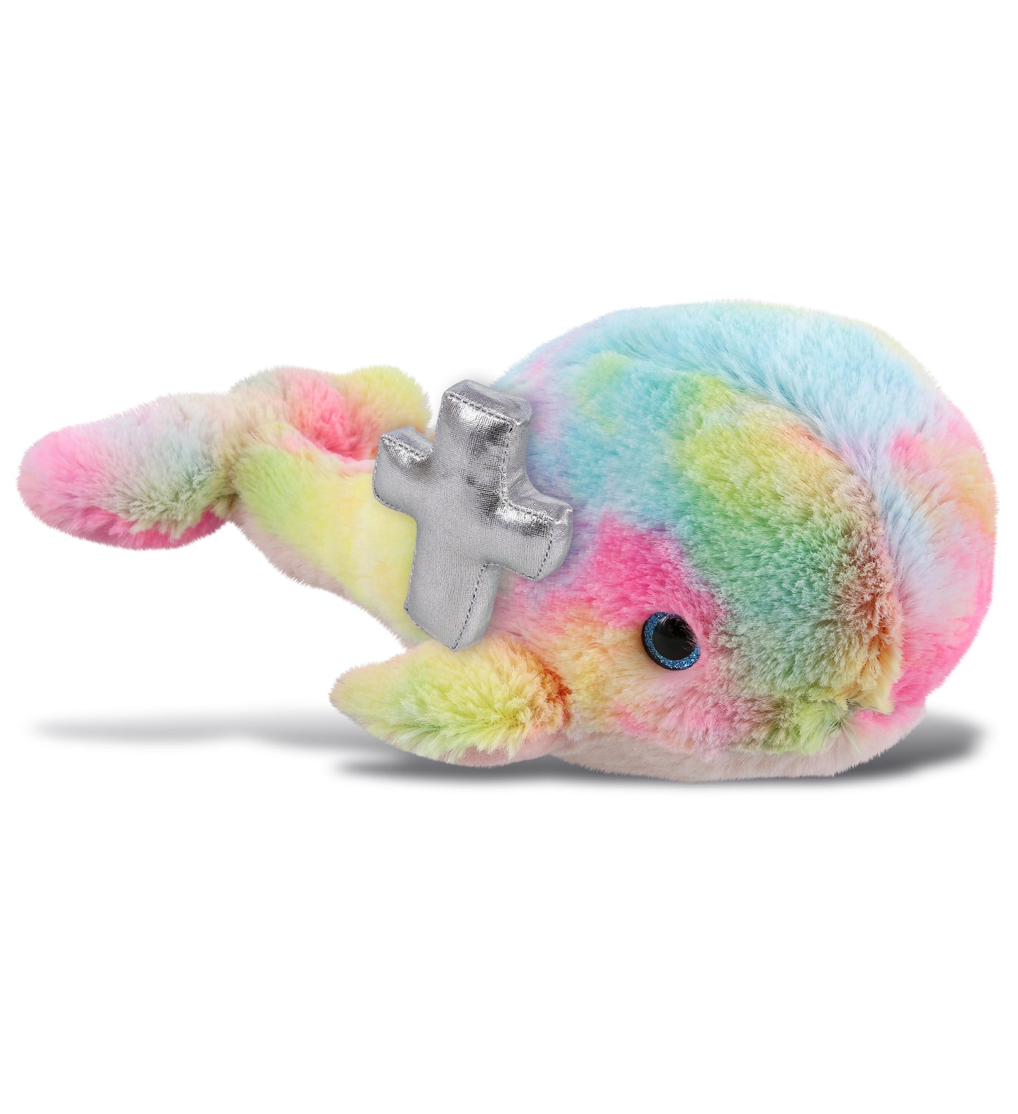 PLUSH CROSS - SUPER-SOFT PLUSH - RAINBOW WHALE LARGE 9"