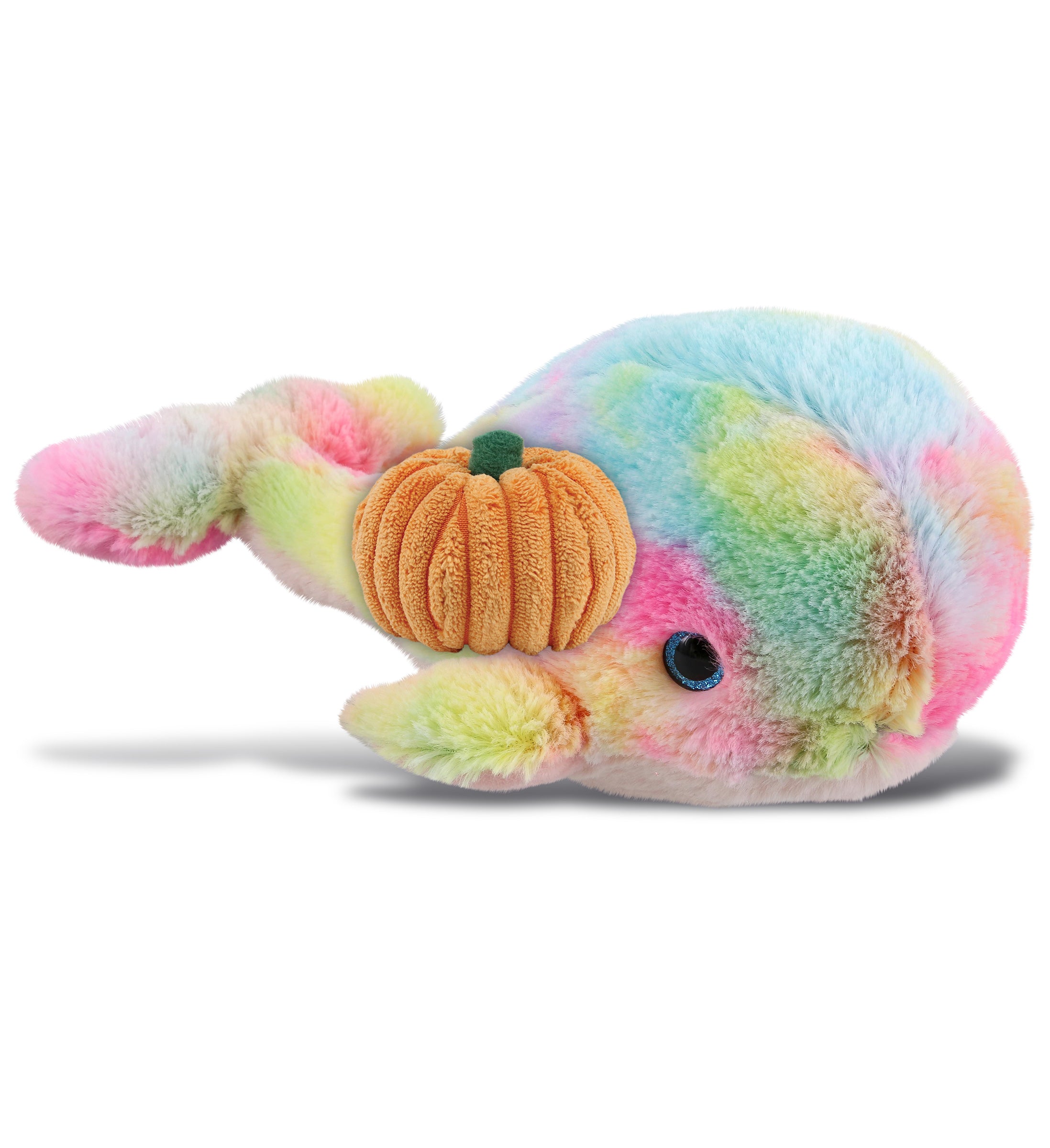 PLUSH PUMPKIN - SUPER-SOFT PLUSH - RAINBOW WHALE LARGE 9"