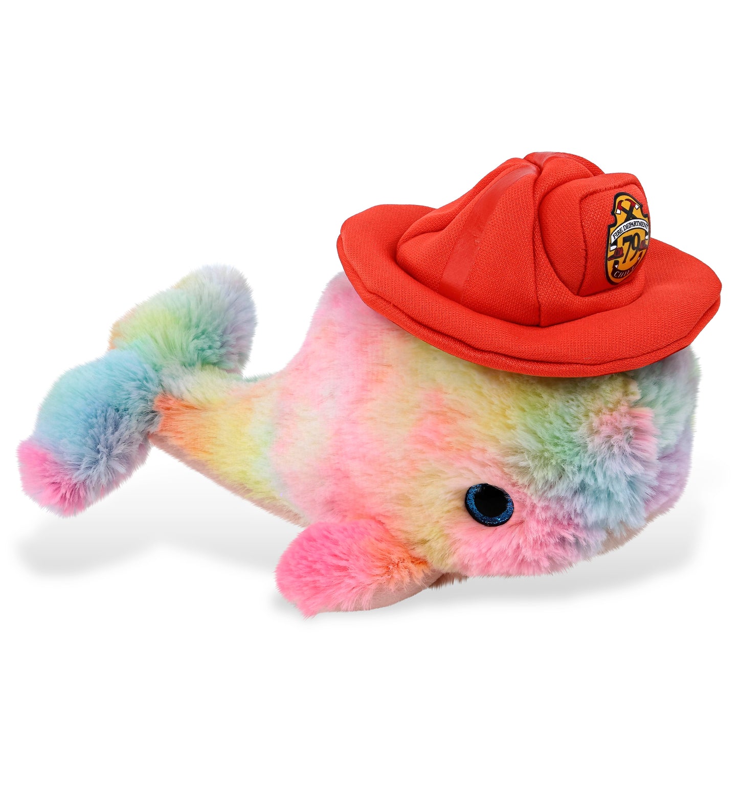 PLUSH FIREMAN - SUPER-SOFT PLUSH - RAINBOW WHALE LARGE 9"