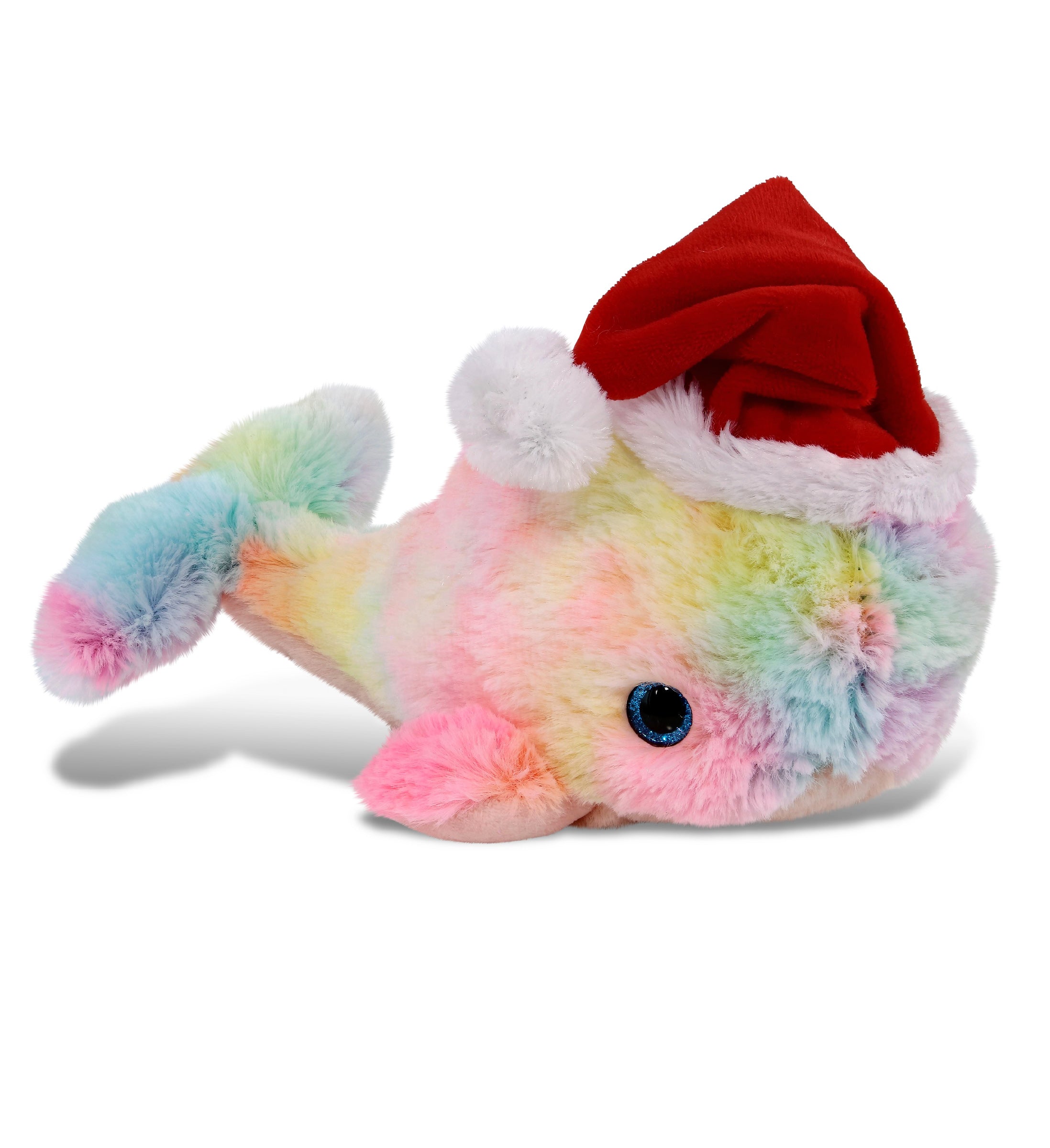 PLUSH SANTA - SUPER-SOFT PLUSH - RAINBOW WHALE LARGE 9"