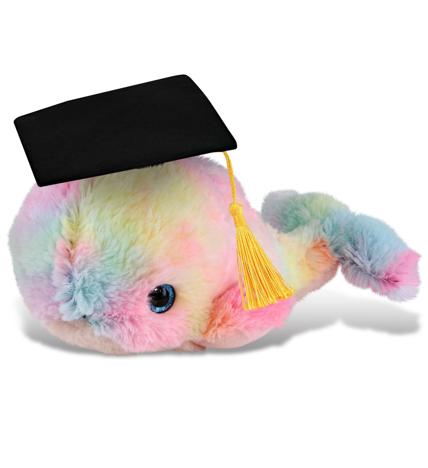 PLUSH GRADUATION - SUPER-SOFT PLUSH - RAINBOW WHALE LARGE 9"