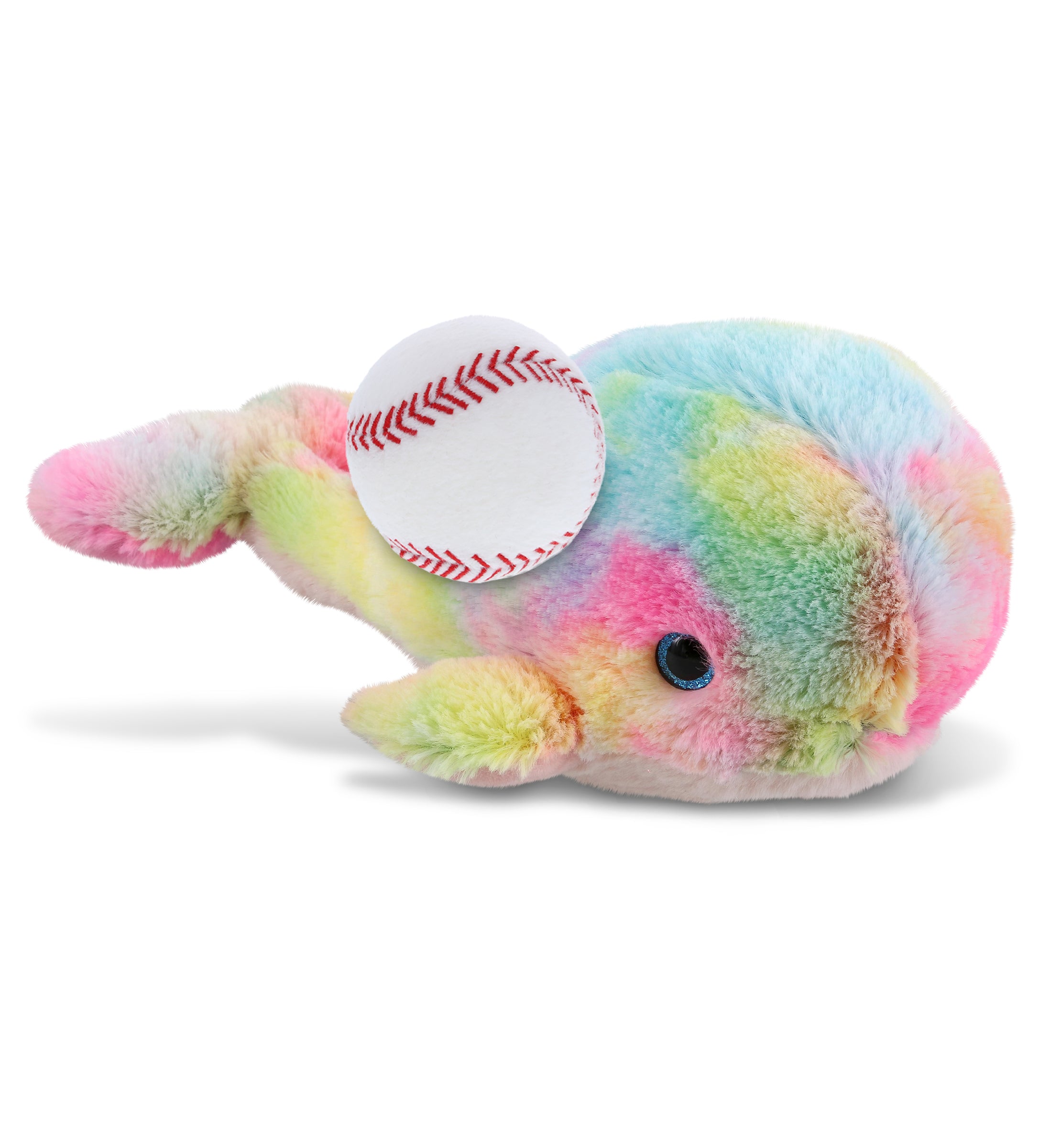 PLUSH BASEBALL - SUPER-SOFT PLUSH - RAINBOW WHALE LARGE 9"