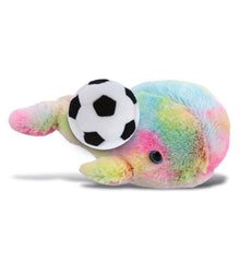 SUPER-SOFT PLUSH - RAINBOW WHALE LARGE 9" WITH SOCCER PLUSH