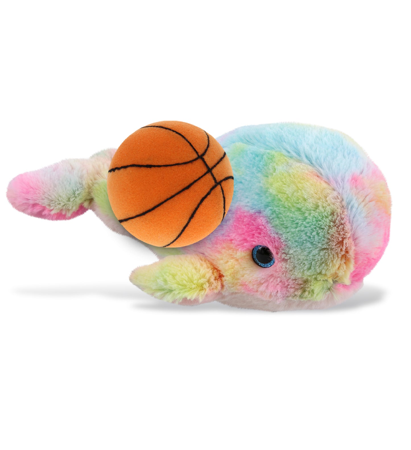 PLUSH BASKETBALL - SUPER-SOFT PLUSH - RAINBOW WHALE LARGE 9"
