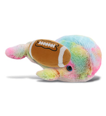 SUPER-SOFT PLUSH - RAINBOW WHALE LARGE 9" WITH FOOTBALL PLUSH