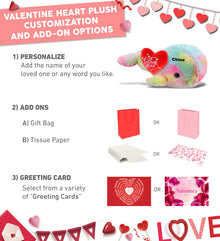 PLUSH I LOVE YOU RED HEART - SUPER-SOFT PLUSH - RAINBOW WHALE LARGE 9"