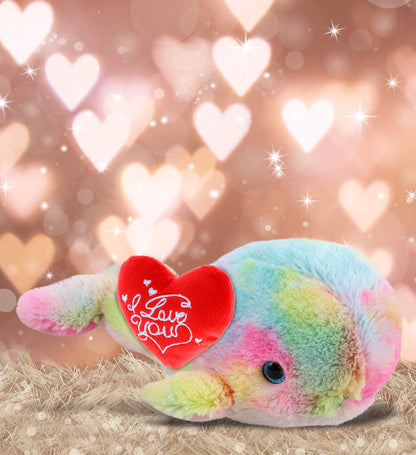 PLUSH I LOVE YOU RED HEART - SUPER-SOFT PLUSH - RAINBOW WHALE LARGE 9"