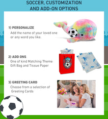 SUPER-SOFT PLUSH - RAINBOW WHALE XL 15" WITH SOCCER PLUSH