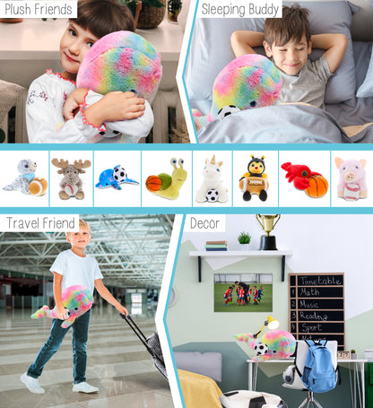 SUPER-SOFT PLUSH - RAINBOW WHALE XL 15" WITH SOCCER PLUSH