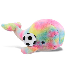 SUPER-SOFT PLUSH - RAINBOW WHALE XL 15" WITH SOCCER PLUSH