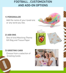 SUPER-SOFT PLUSH - RAINBOW WHALE XL 15" WITH FOOTBALL PLUSH