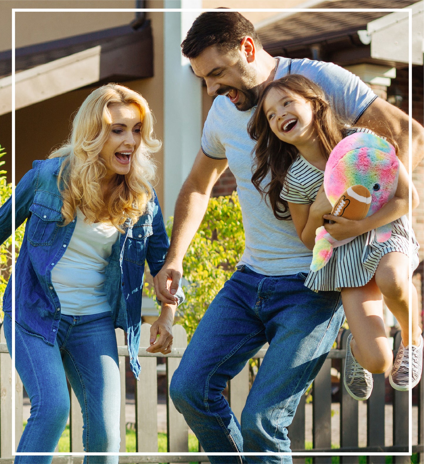 SUPER-SOFT PLUSH - RAINBOW WHALE XL 15" WITH FOOTBALL PLUSH