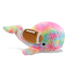 SUPER-SOFT PLUSH - RAINBOW WHALE XL 15" WITH FOOTBALL PLUSH